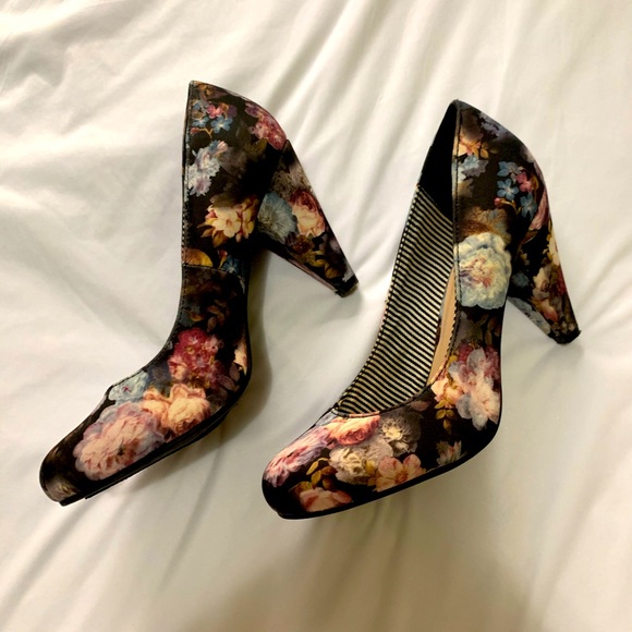 Call It Spring, Round Toe, Floral, Cone Heels - Picture 1 of 4